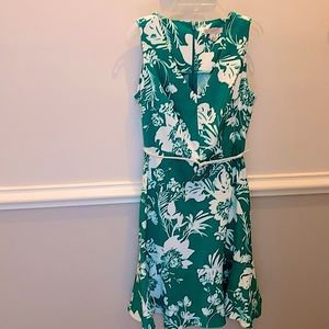 Summery dress. Green and white.